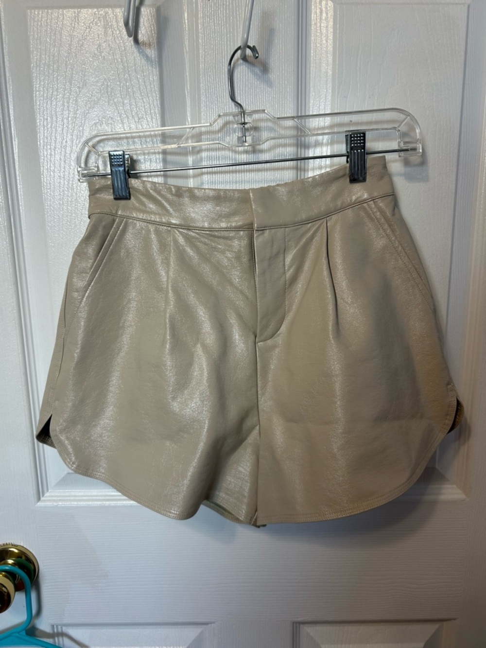 GREY LAB Taupe High-Waist Faux Leather Shorts